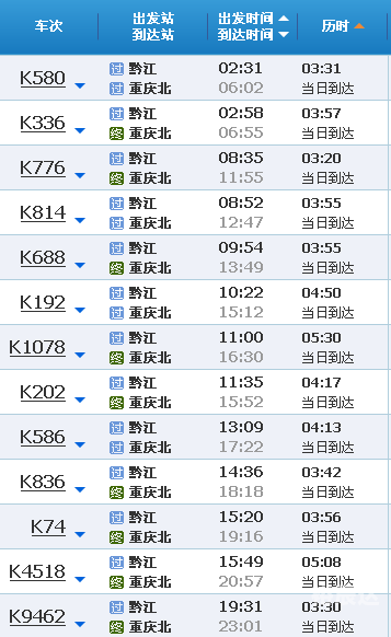 菜园坝汽车站时刻表-第2张图片
