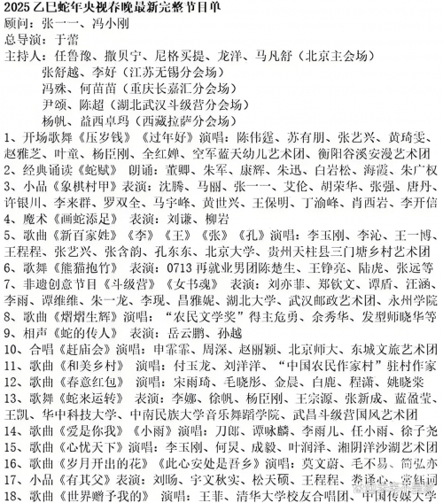 春节联欢晚会节目单春节联欢晚会节目单-第2张图片