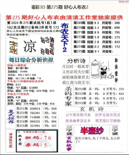 牛彩网福彩3D图谜总汇