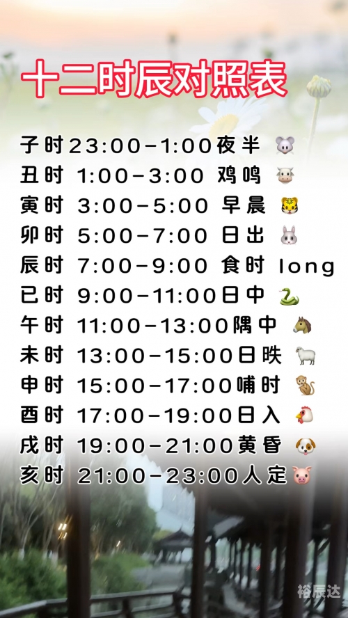 正确的十二时辰对照表及排位正确的十二时辰对照表