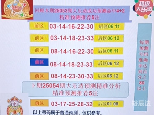 大乐透5十2准确预测