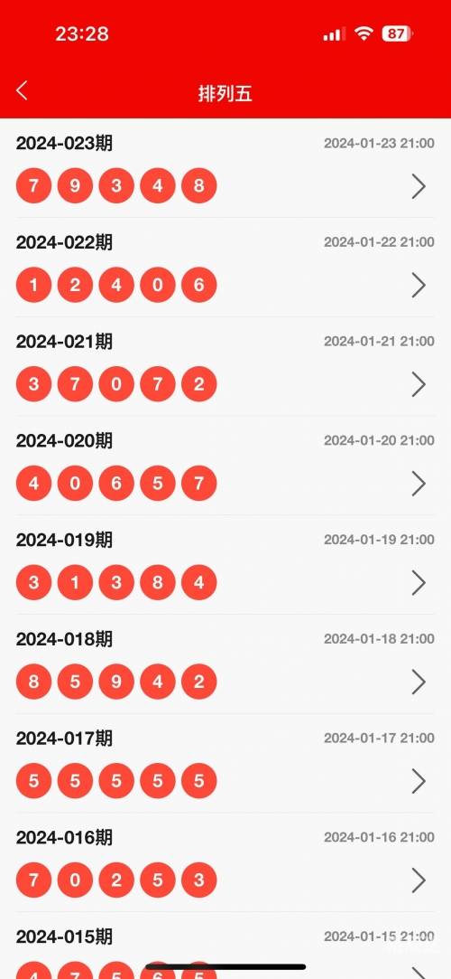 最新排列5开奖结果揭晓